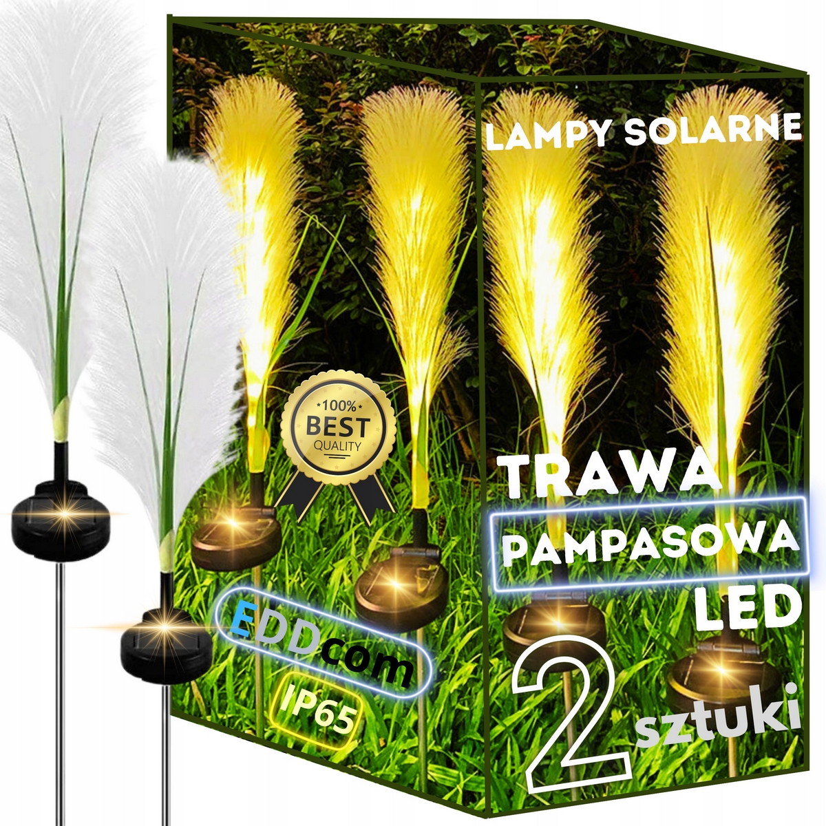 Eddcom vstavaná solárna lampa biela 85 cm 2 ks.